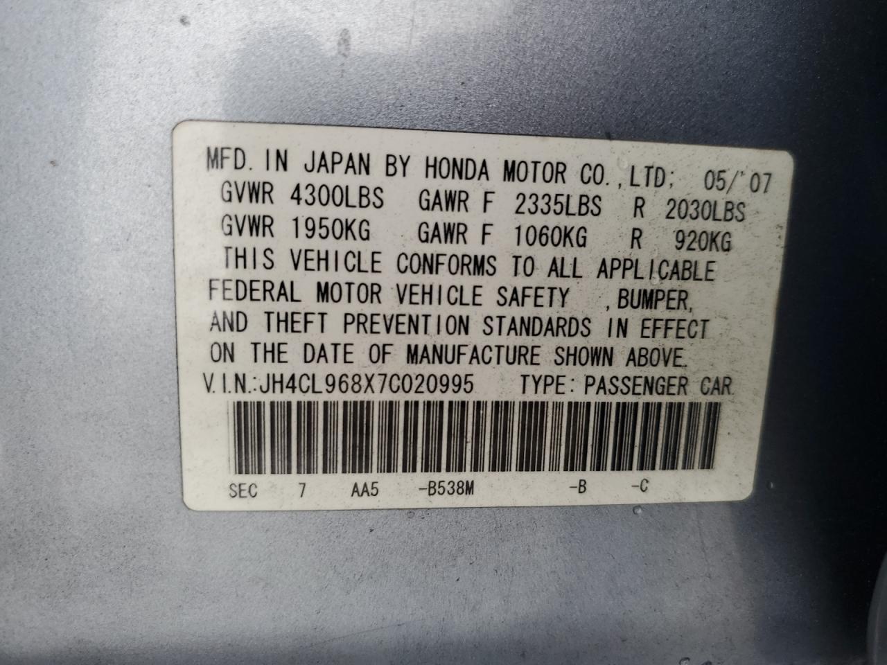 2007 ACURA TSX