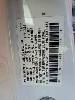 2012 HONDA ACCORD