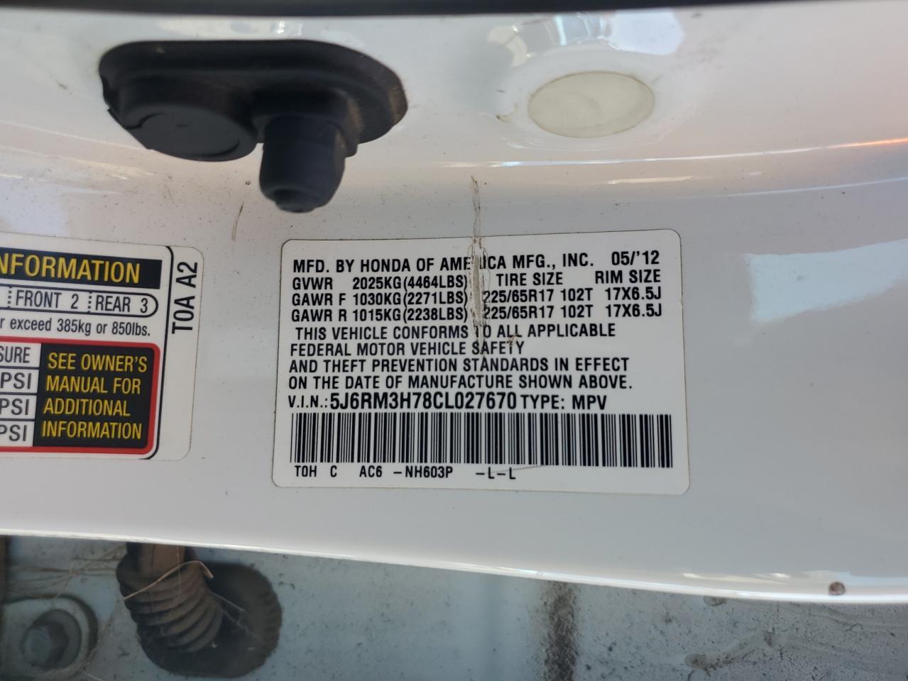 2012 HONDA CR-V