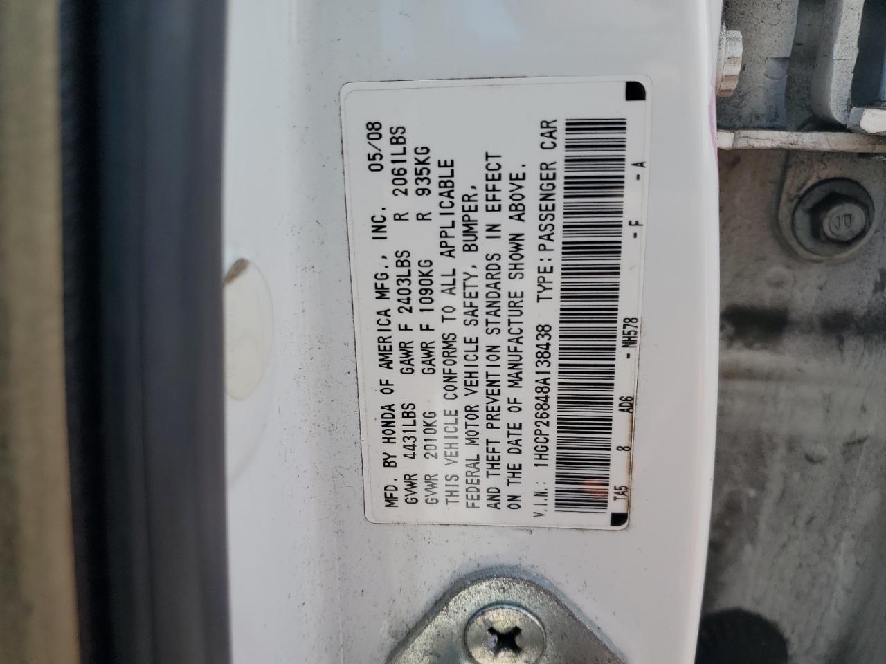 2008 HONDA ACCORD