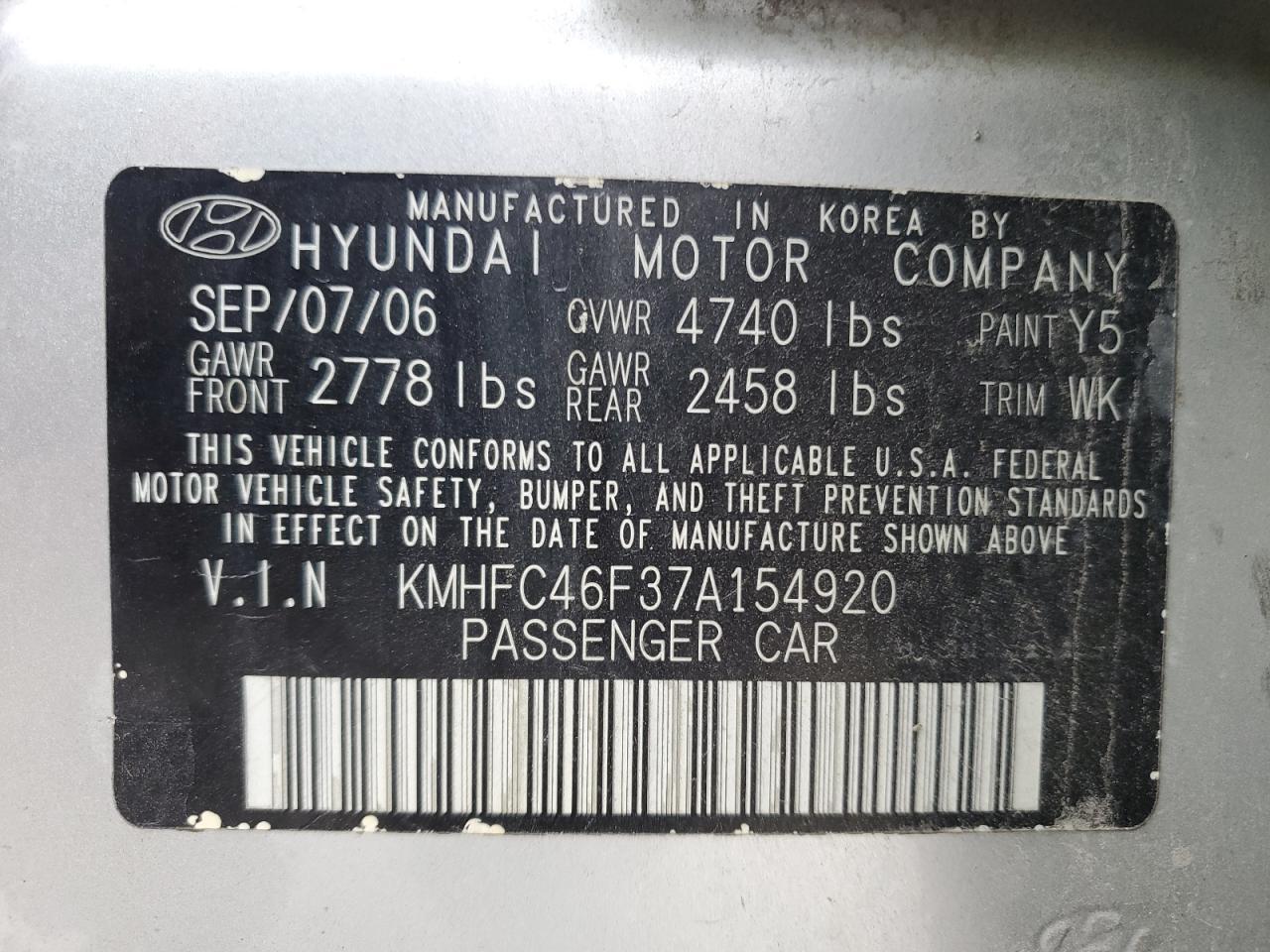 2007 HYUNDAI Azera