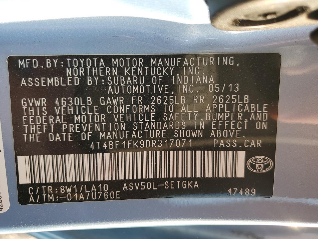 2013 TOYOTA CAMRY