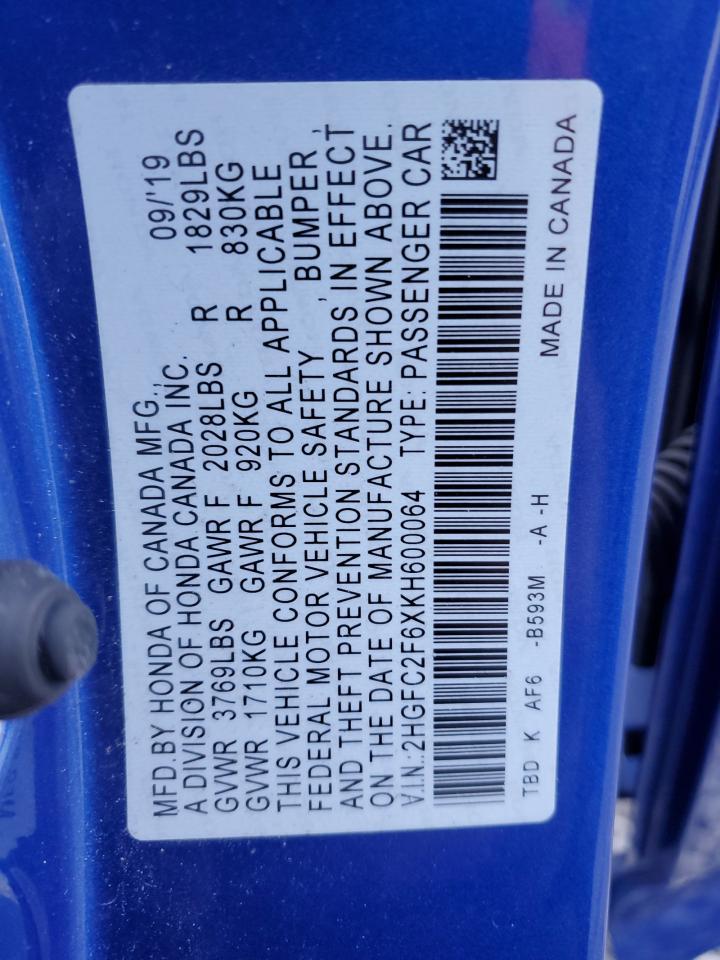 2019 HONDA CIVIC