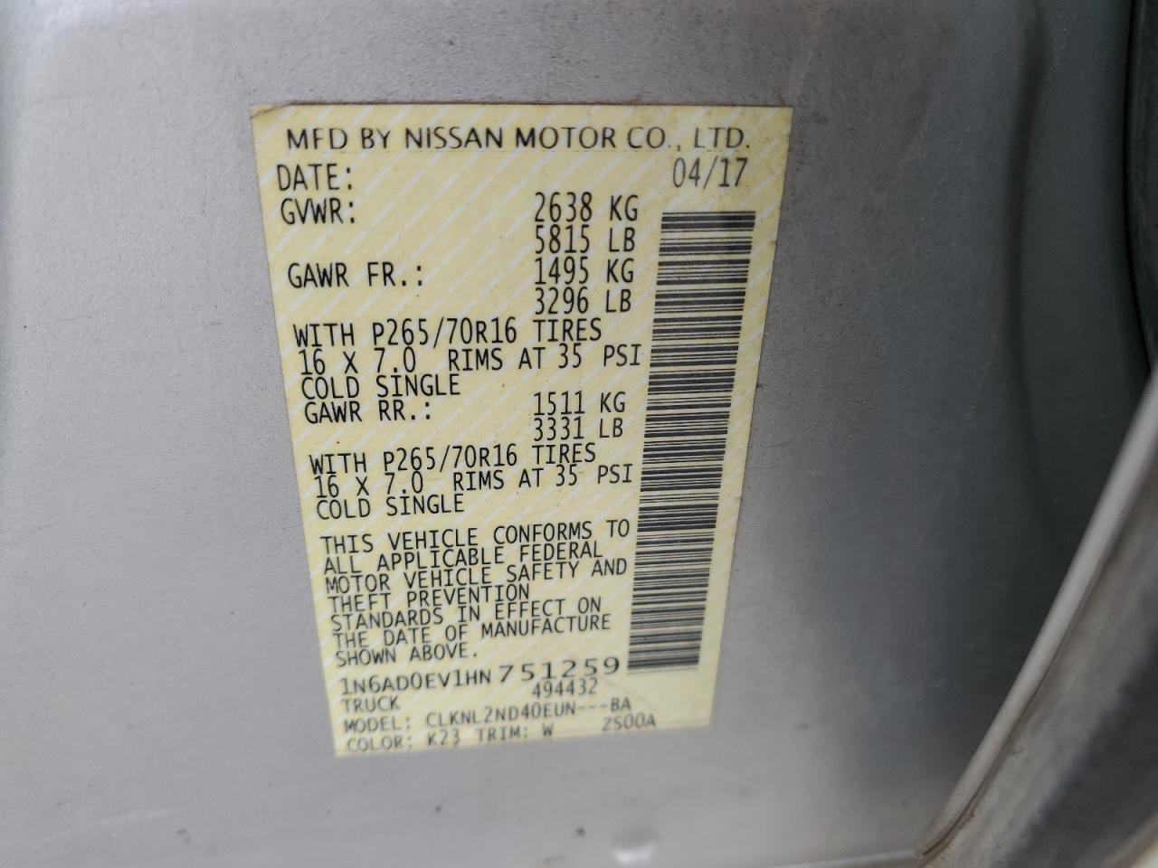 2017 NISSAN Frontier