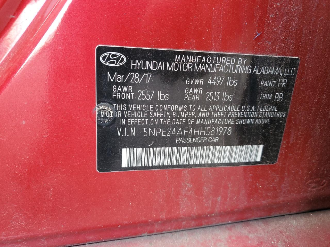 2017 HYUNDAI SONATA