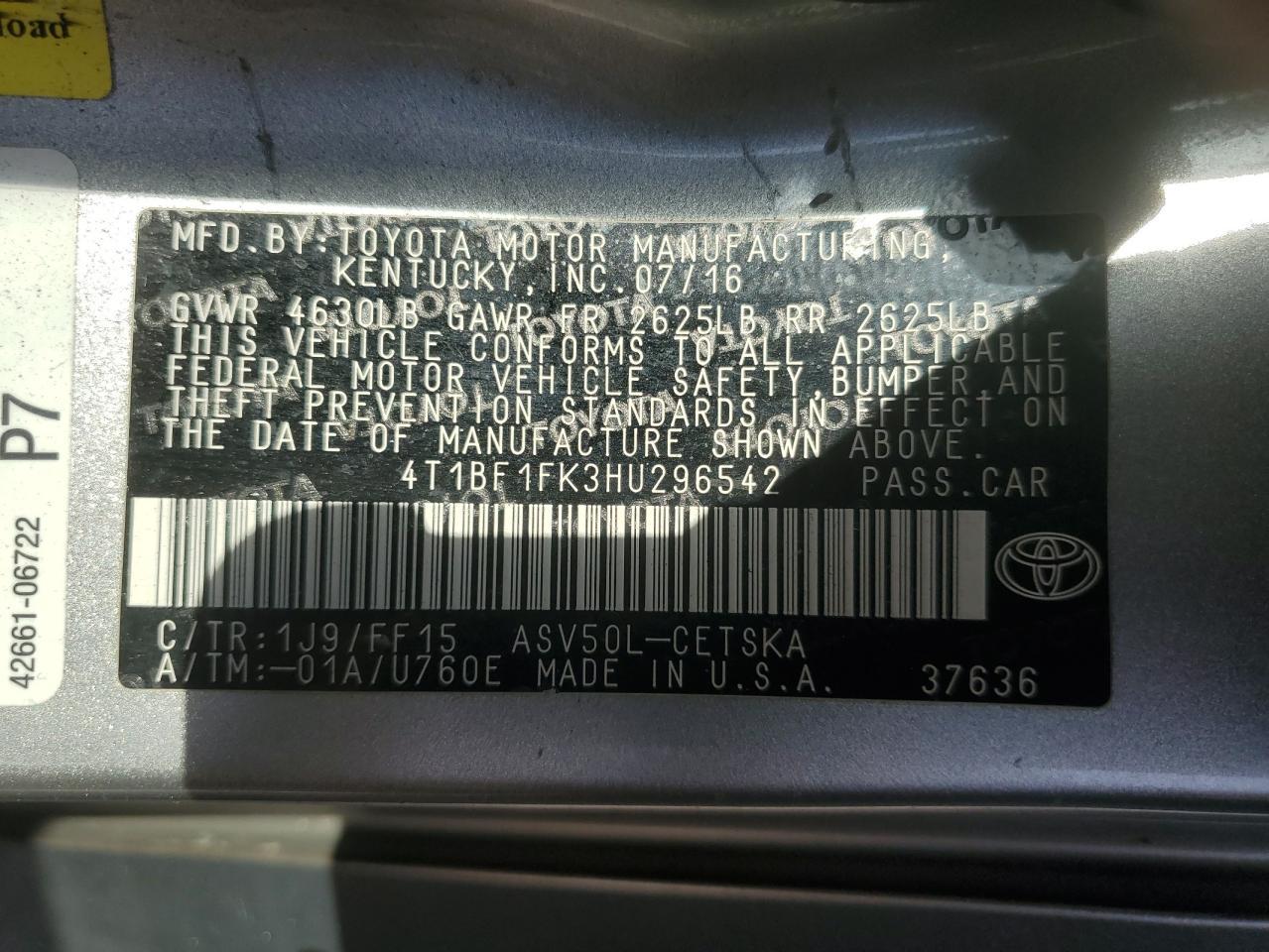 2017 TOYOTA CAMRY