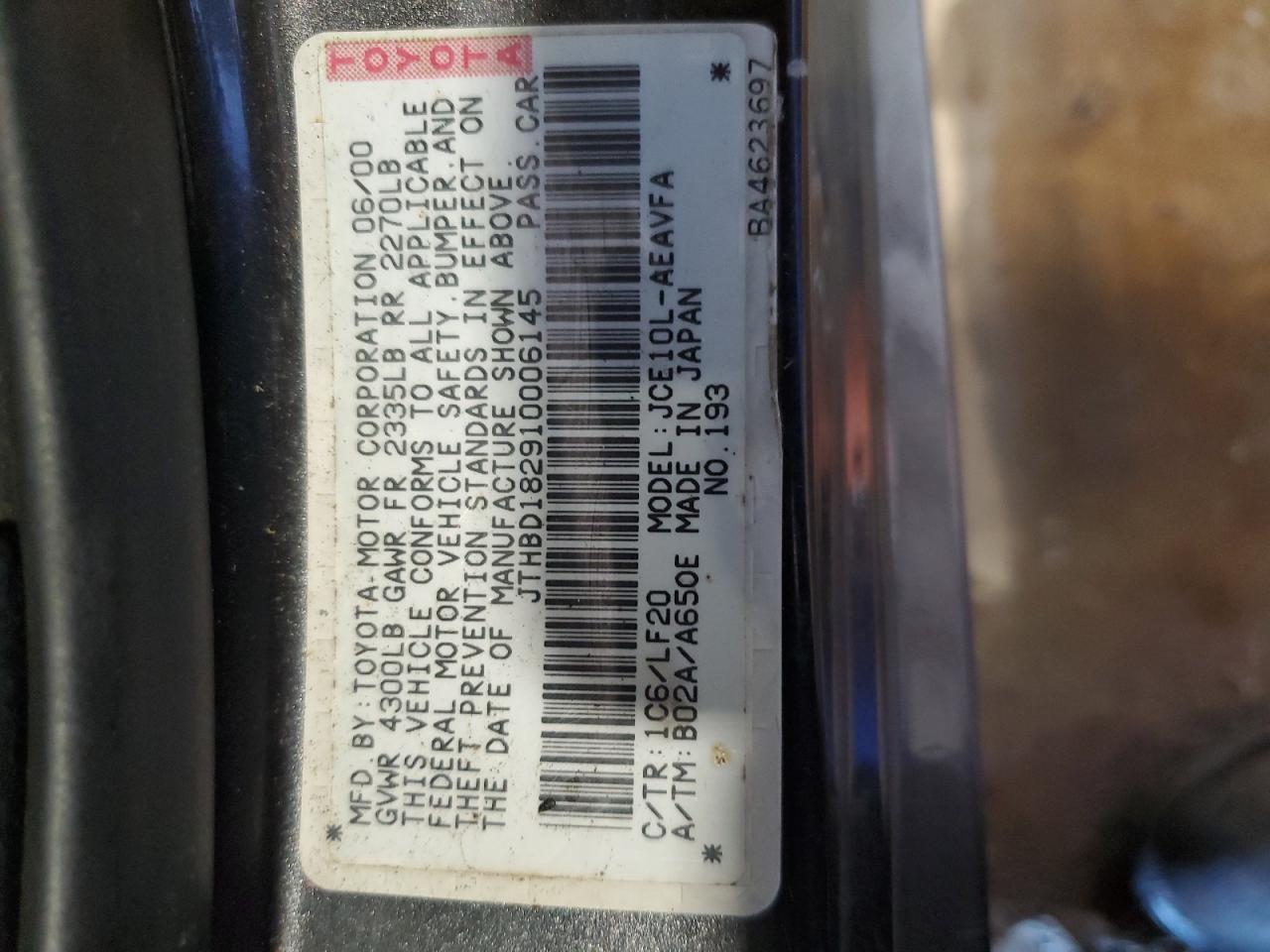 2001 LEXUS IS 300
