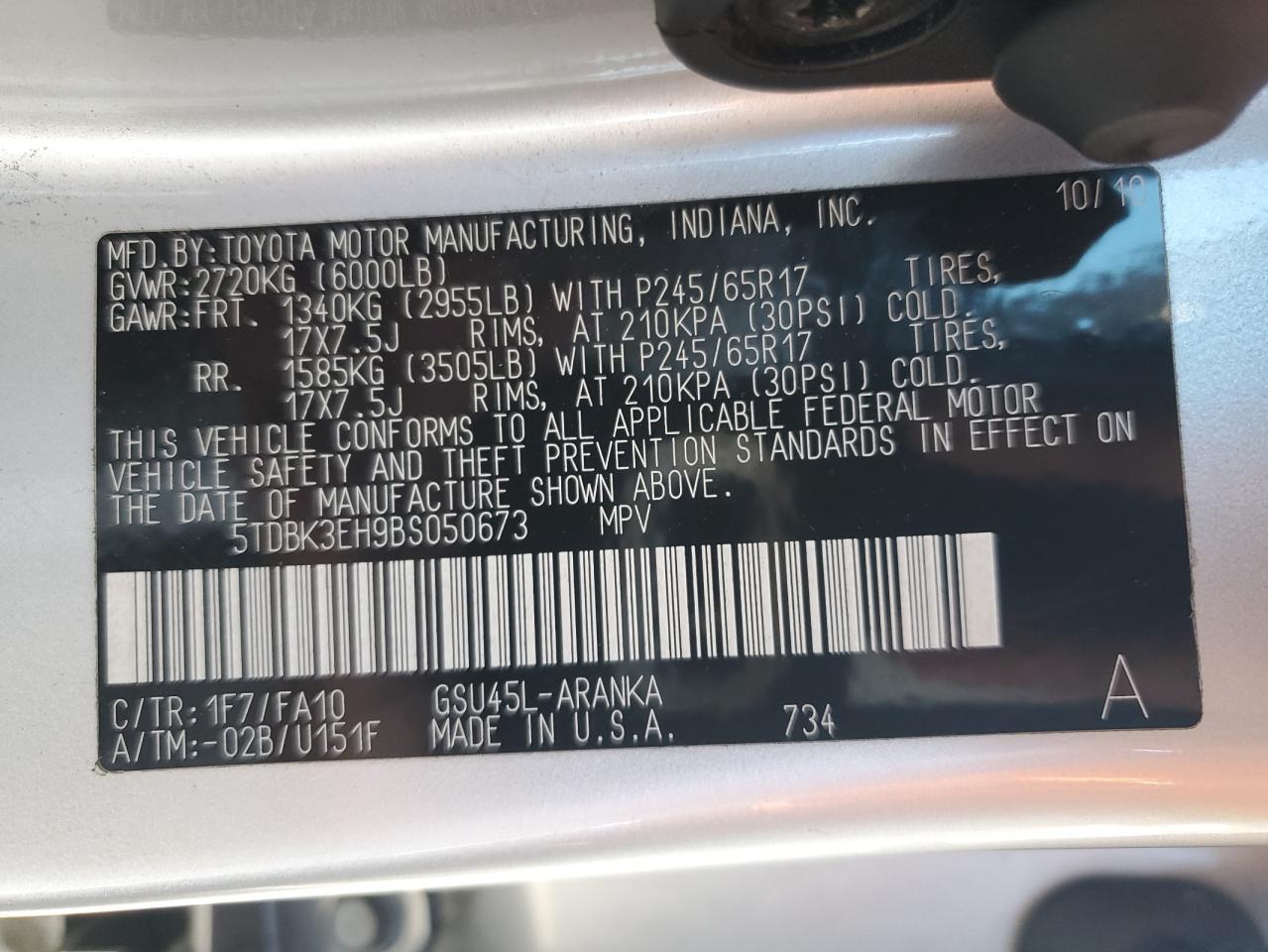 2011 TOYOTA HIGHLANDER