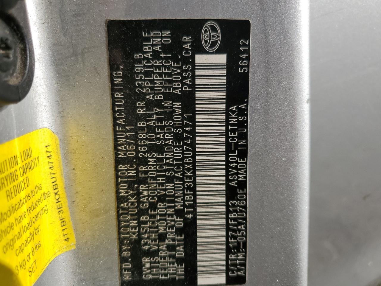 2011 TOYOTA CAMRY