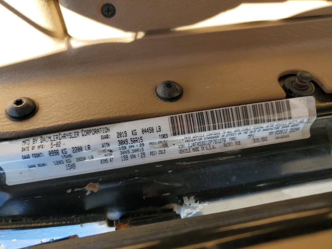 2002 JEEP WRANGLER