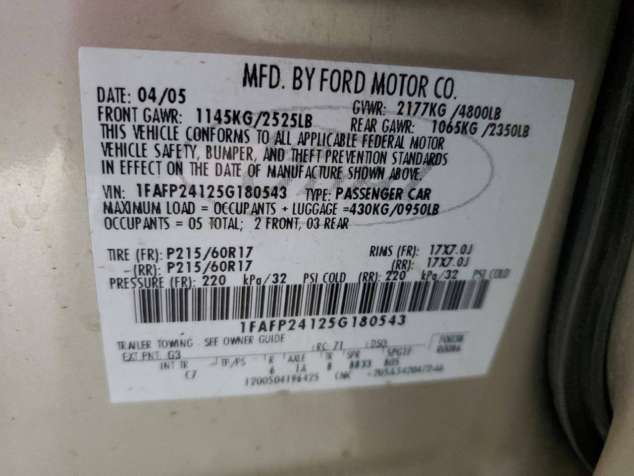 2005 FORD Five Hundred