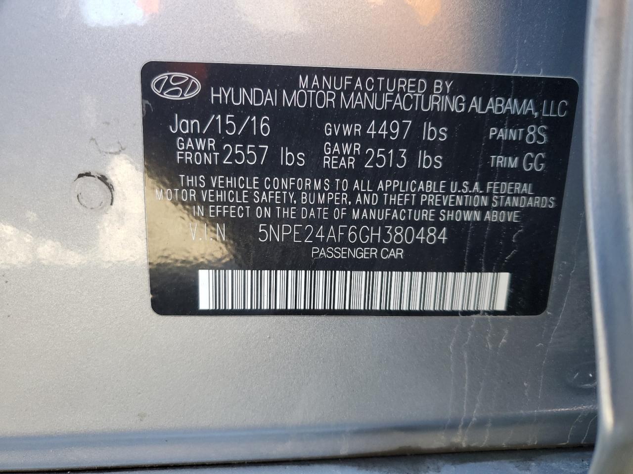 2016 HYUNDAI SONATA
