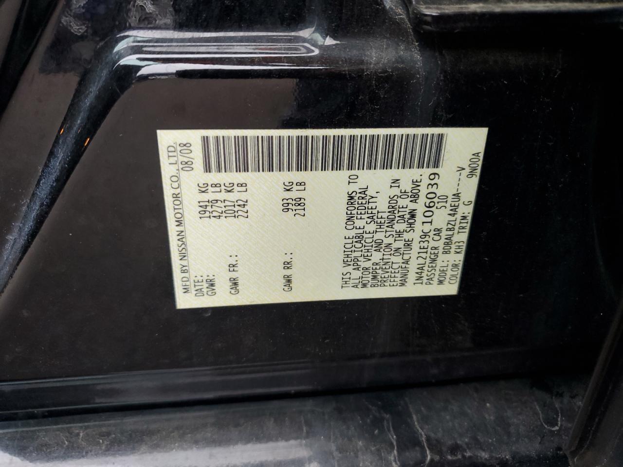 2009 NISSAN ALTIMA