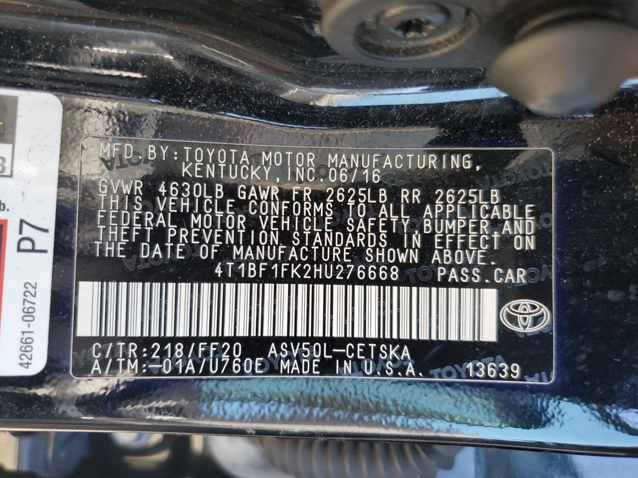 2017 TOYOTA CAMRY