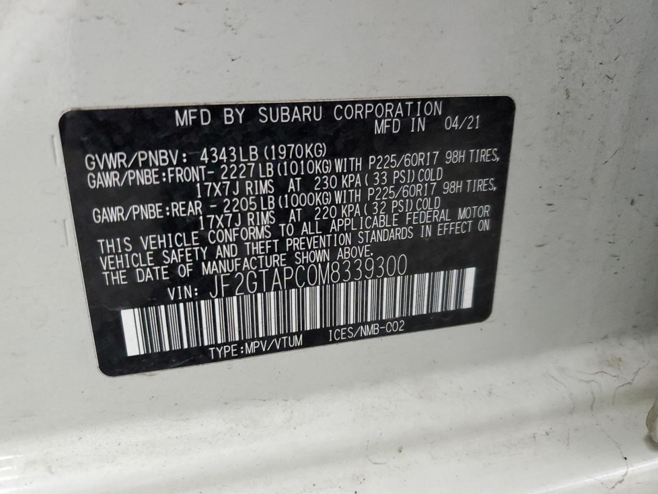 2021 SUBARU Crosstrek