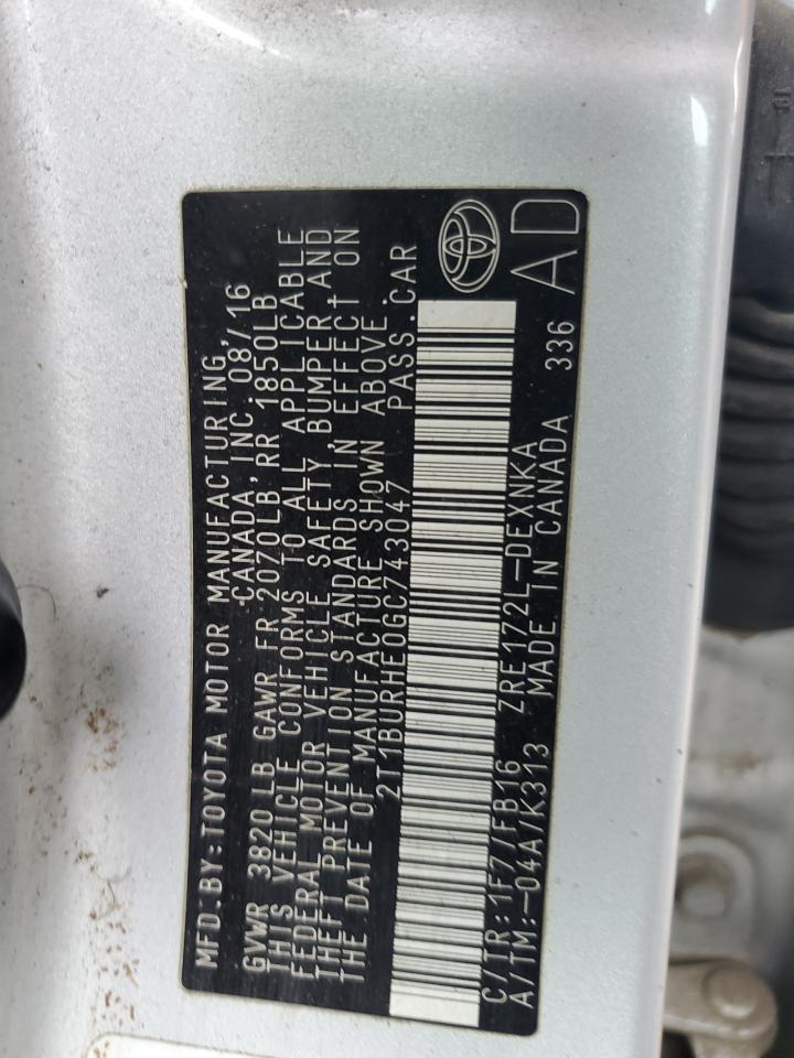 2016 TOYOTA COROLLA