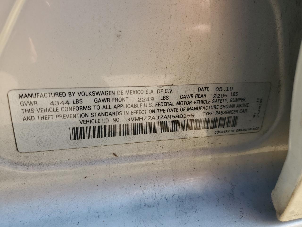 2010 VOLKSWAGEN JETTA