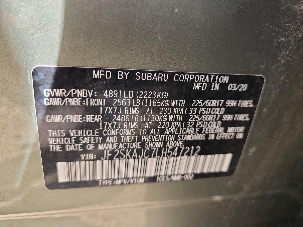 2020 SUBARU FORESTER