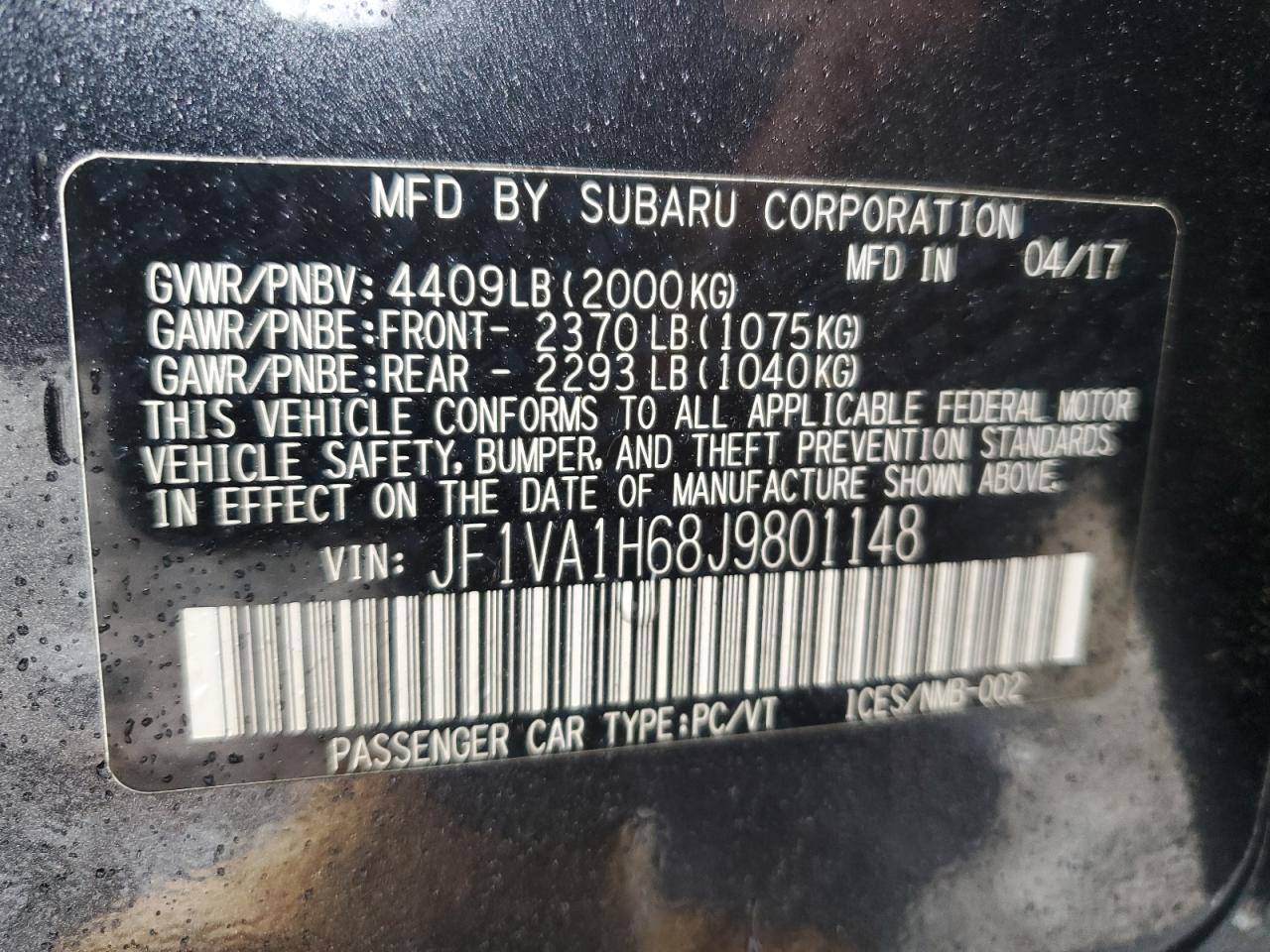 2018 SUBARU WRX