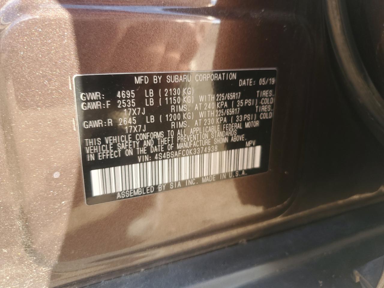 2019 SUBARU Outback