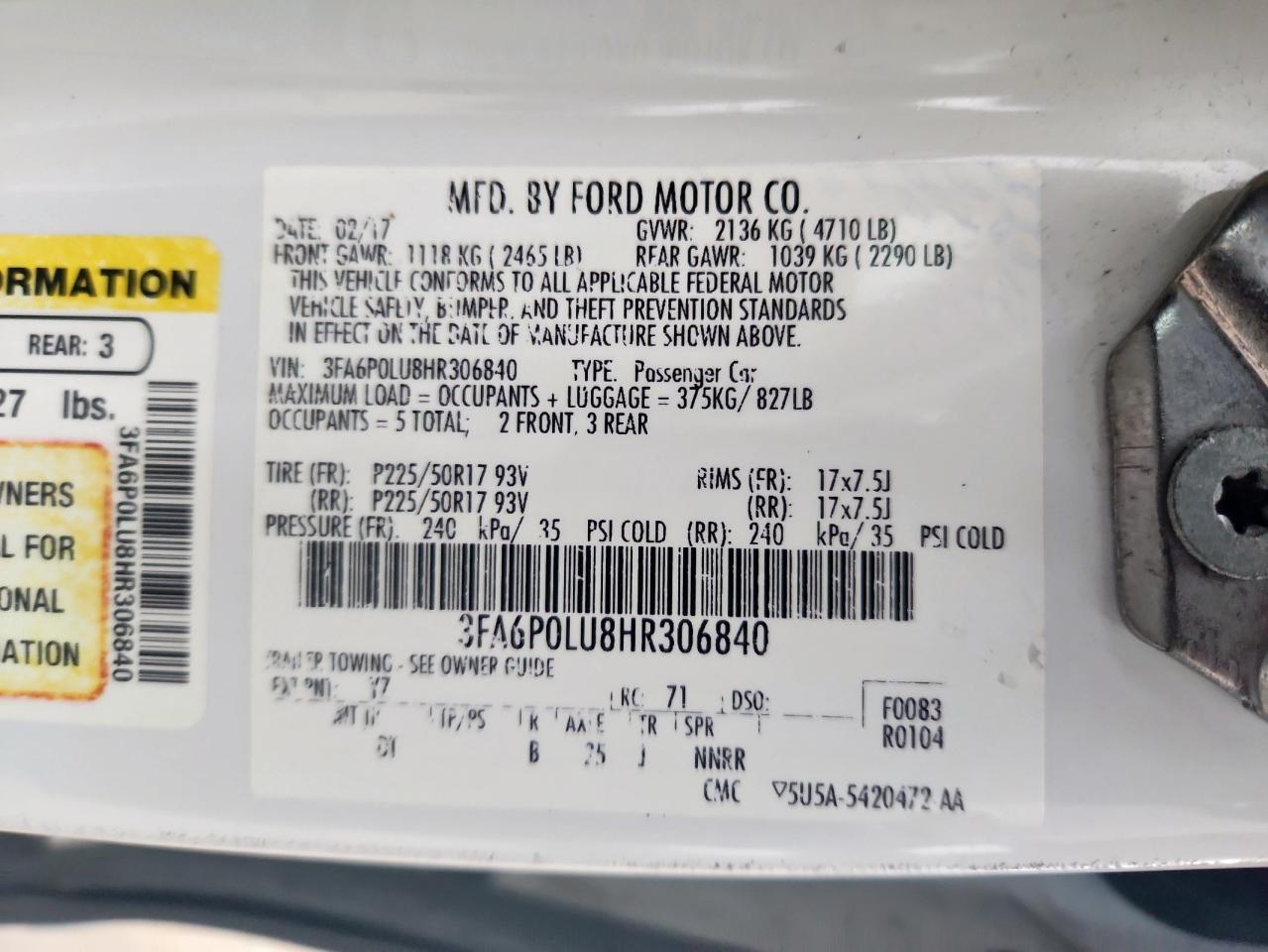 2017 FORD FUSION