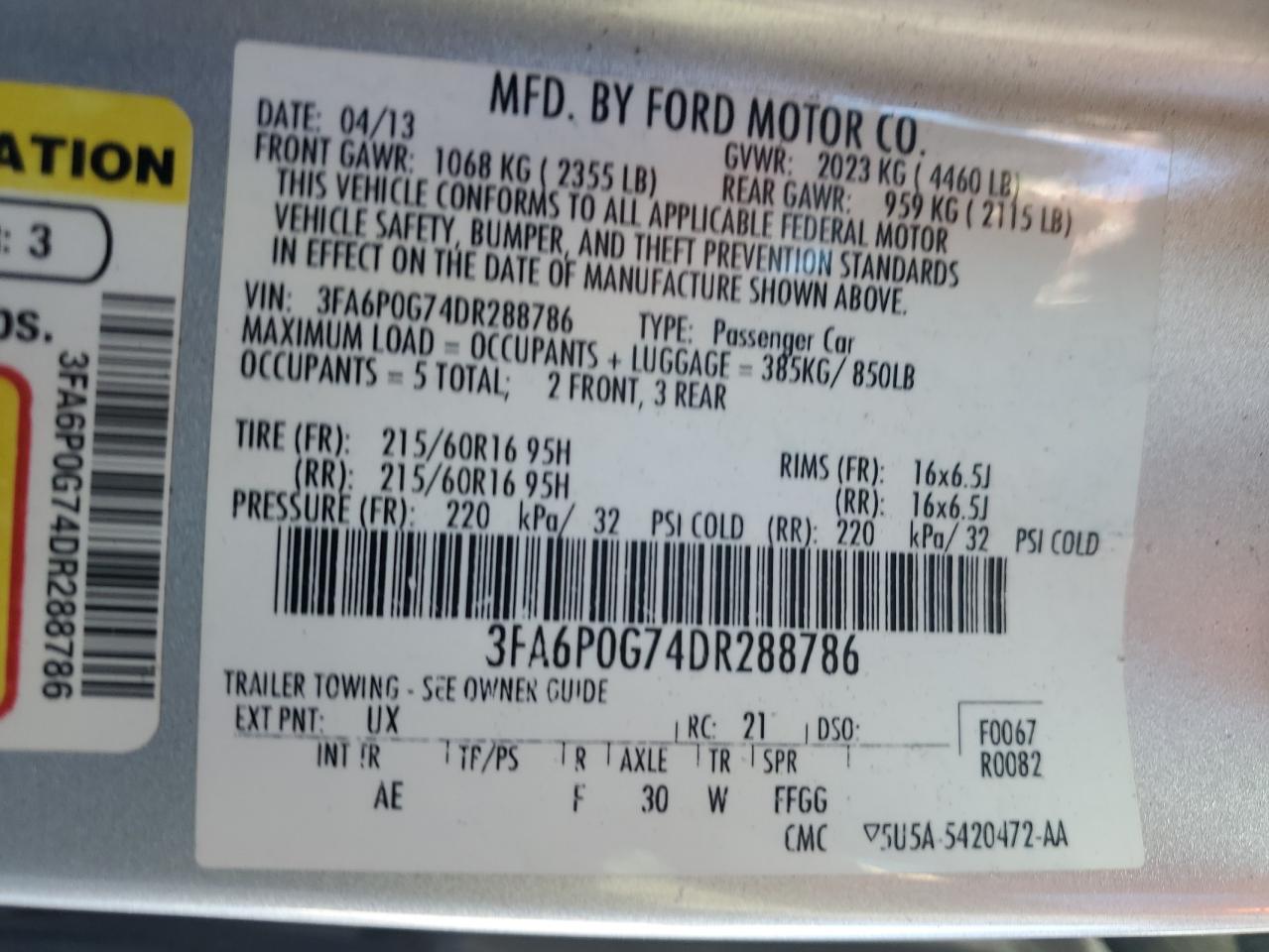 2013 FORD FUSION