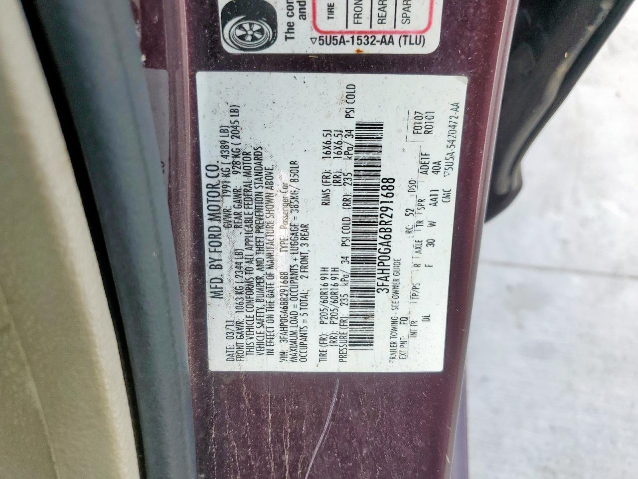 2011 FORD FUSION