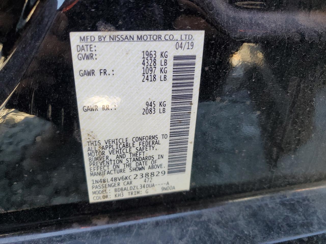 2019 NISSAN ALTIMA