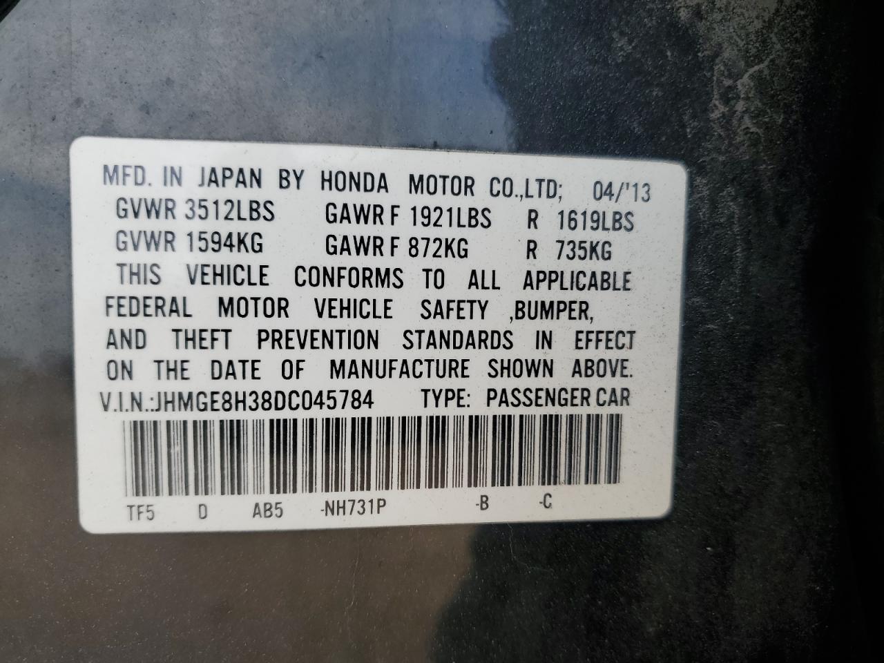 2013 HONDA FIT