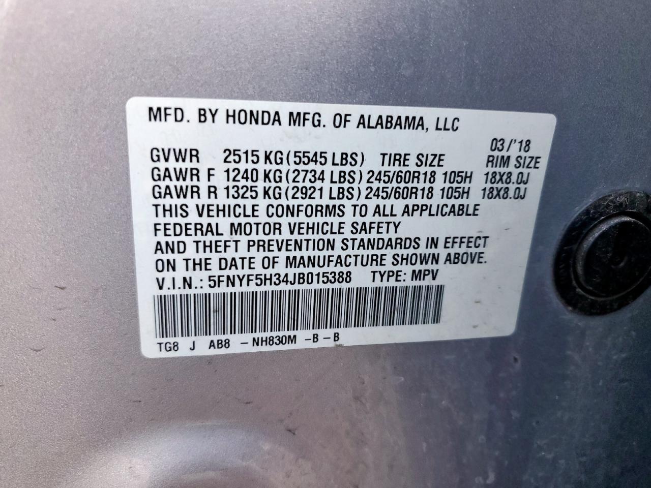 2018 HONDA PILOT