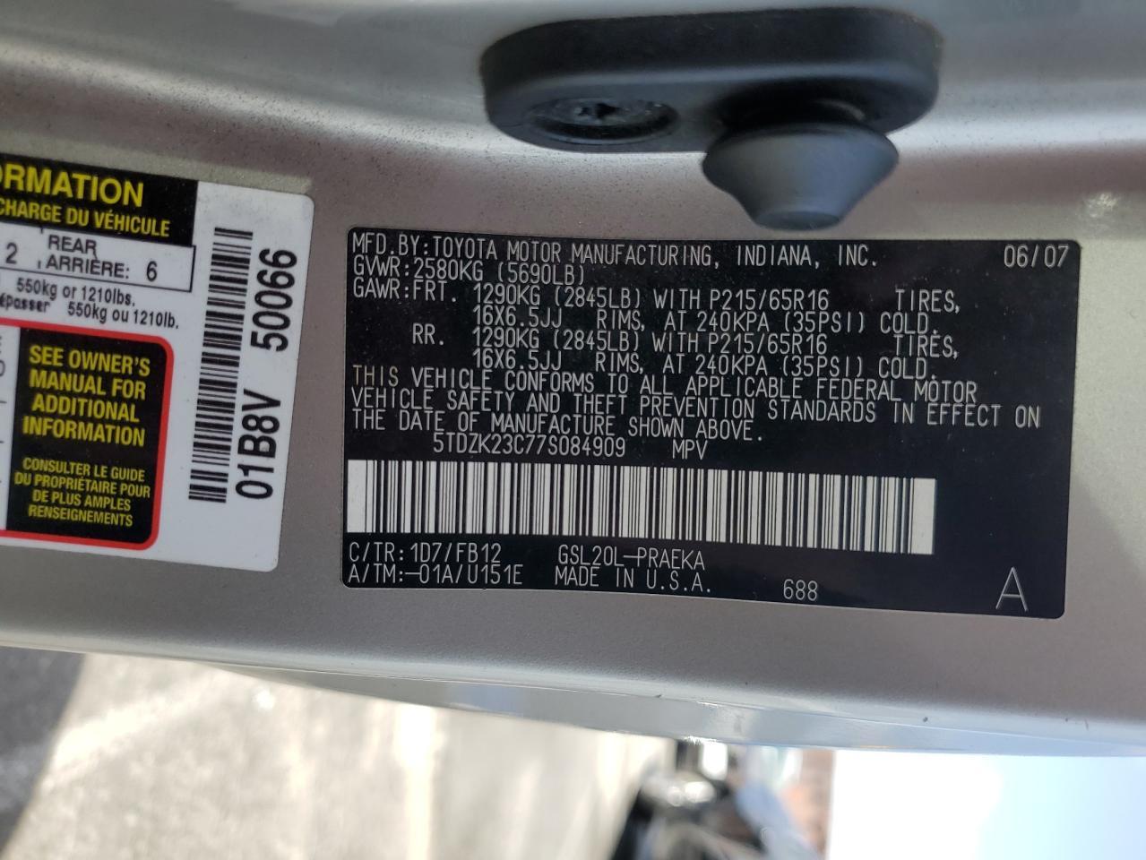2007 TOYOTA SIENNA
