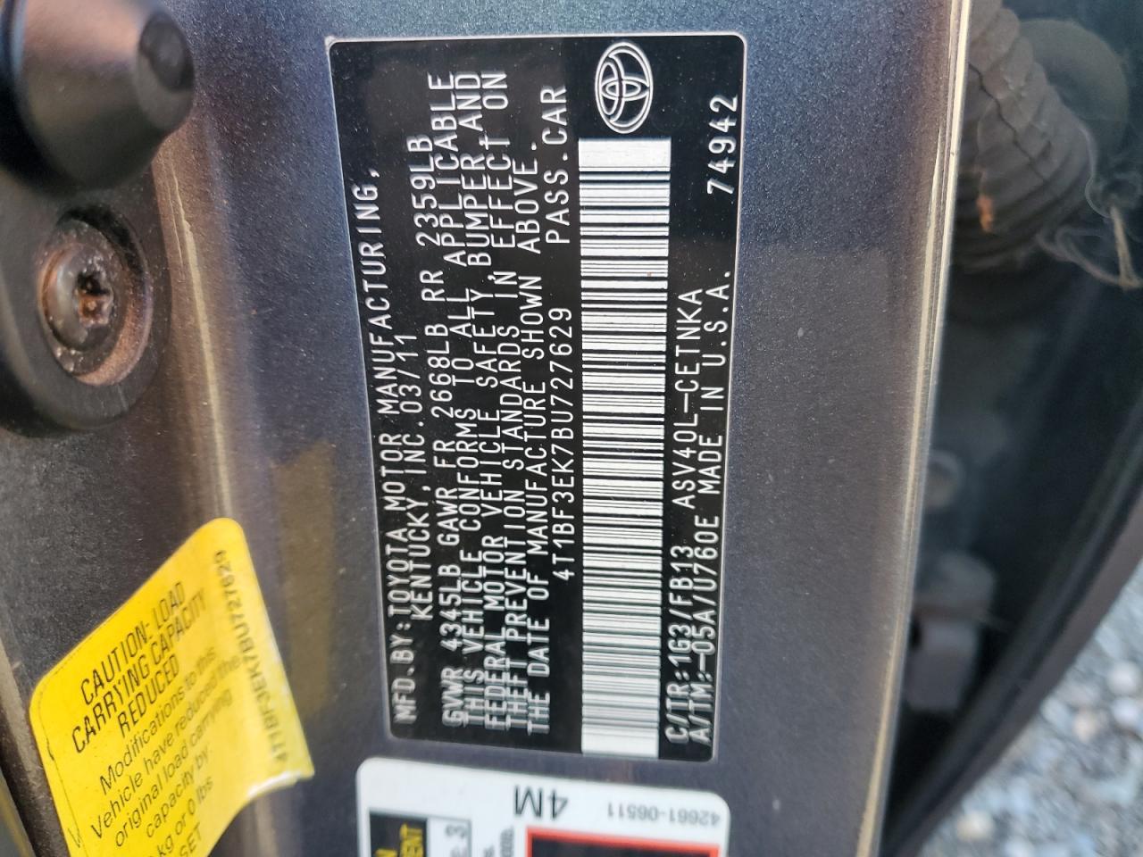 2011 TOYOTA CAMRY