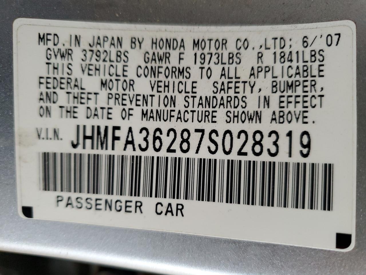 2007 HONDA CIVIC