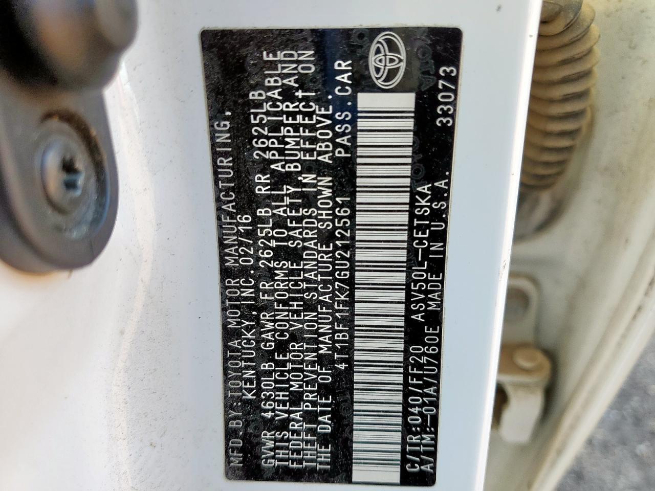 2016 TOYOTA CAMRY