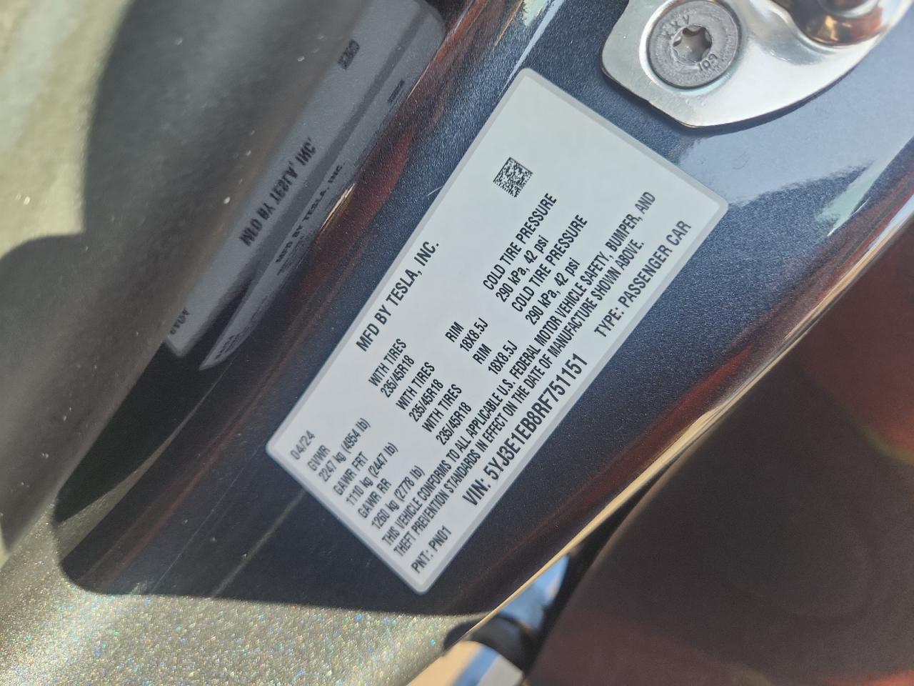 2024 TESLA MODEL 3