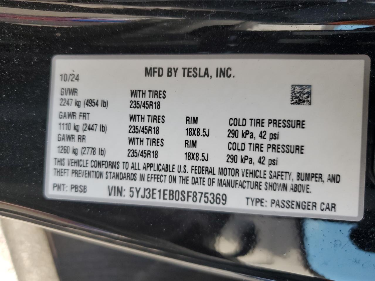 2025 TESLA MODEL 3