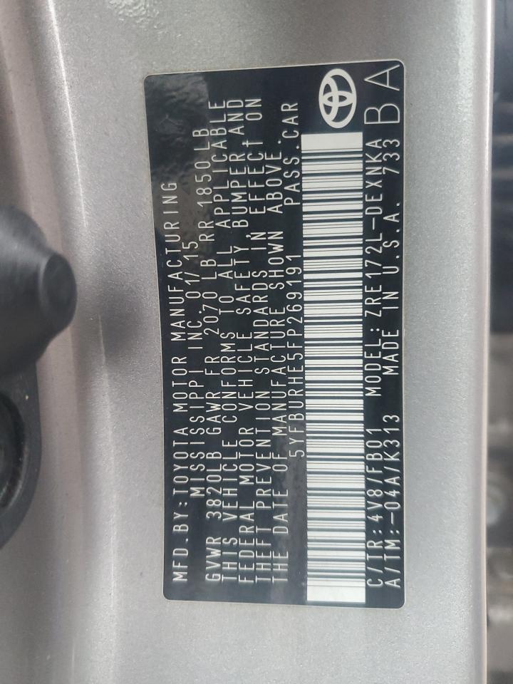 2015 TOYOTA COROLLA