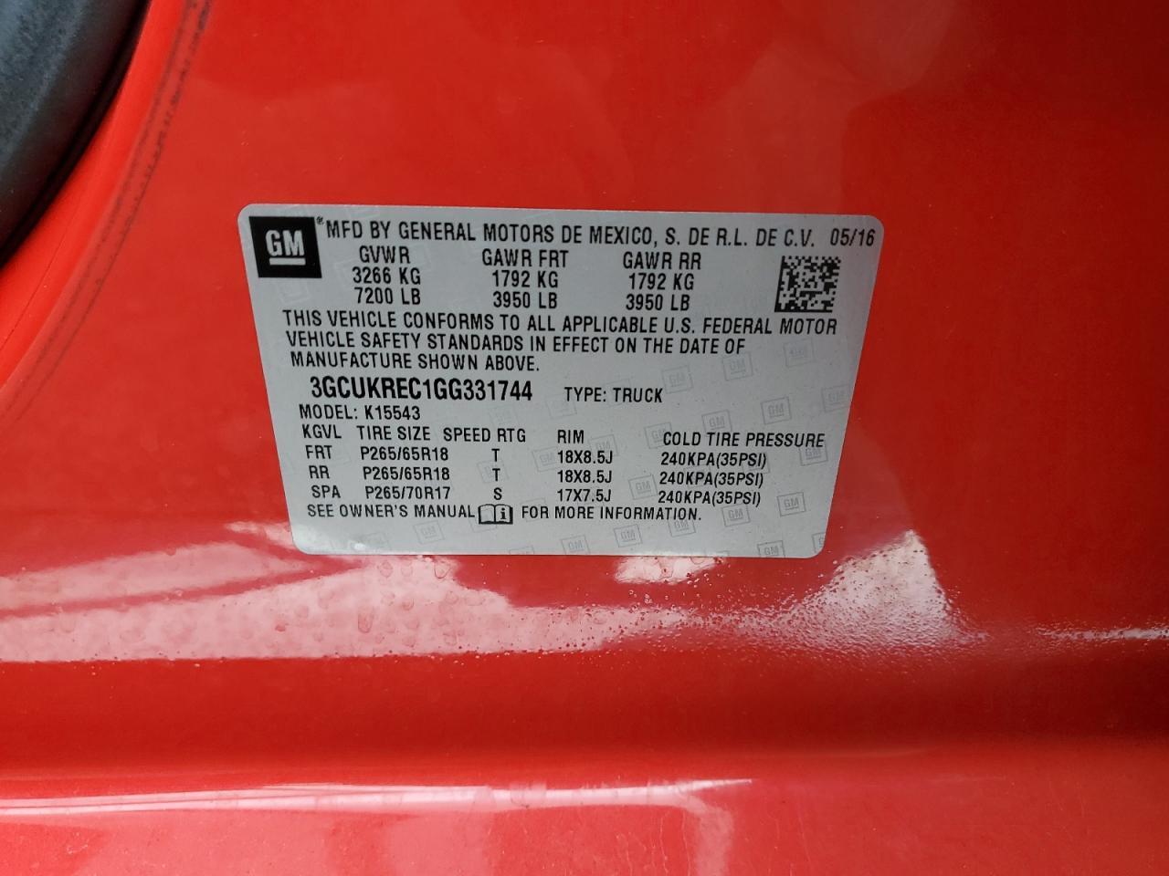 2016 CHEVROLET SILVERADO 1500