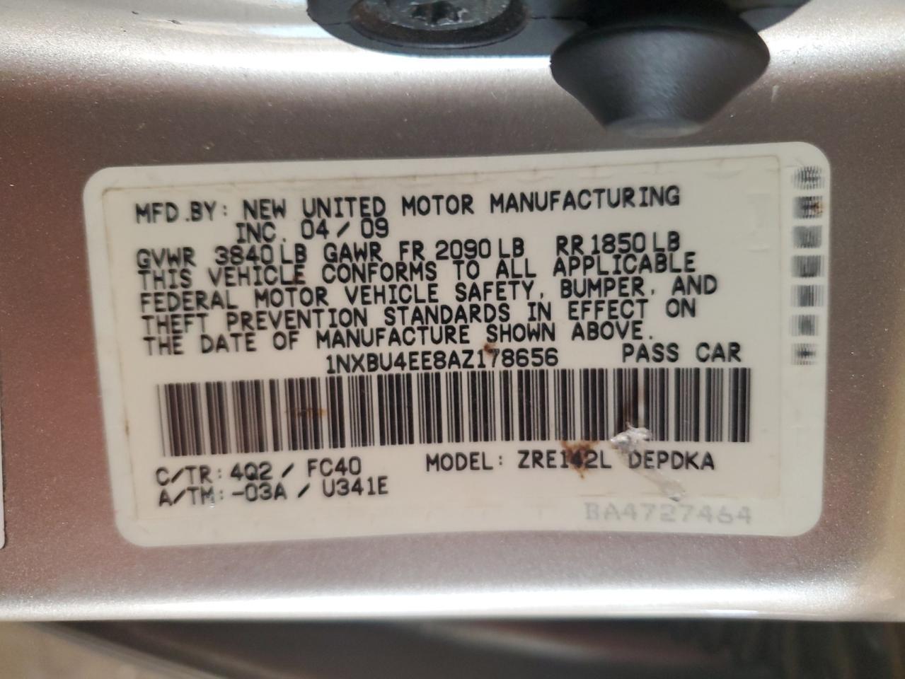 2010 TOYOTA COROLLA