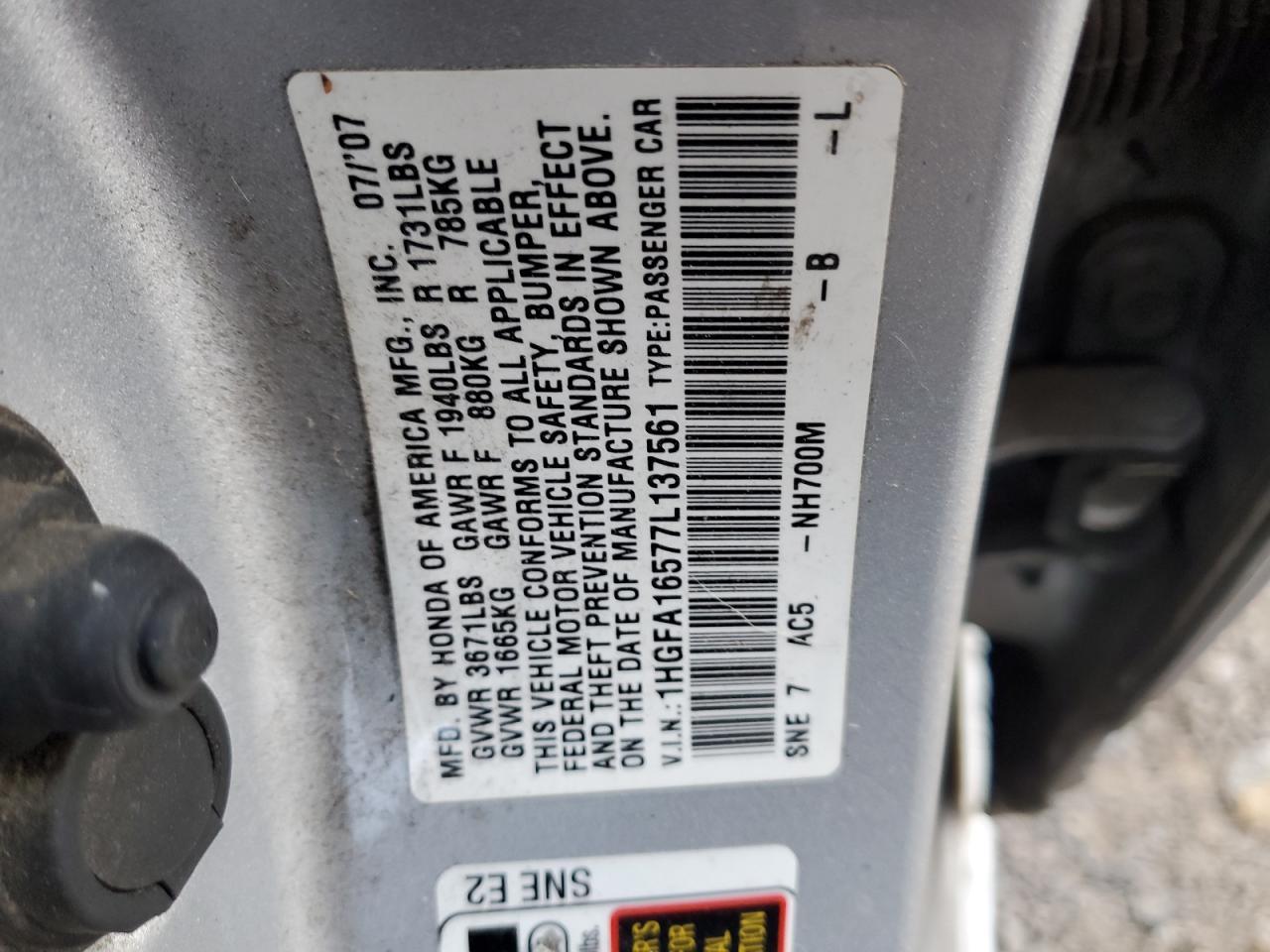 2007 HONDA CIVIC