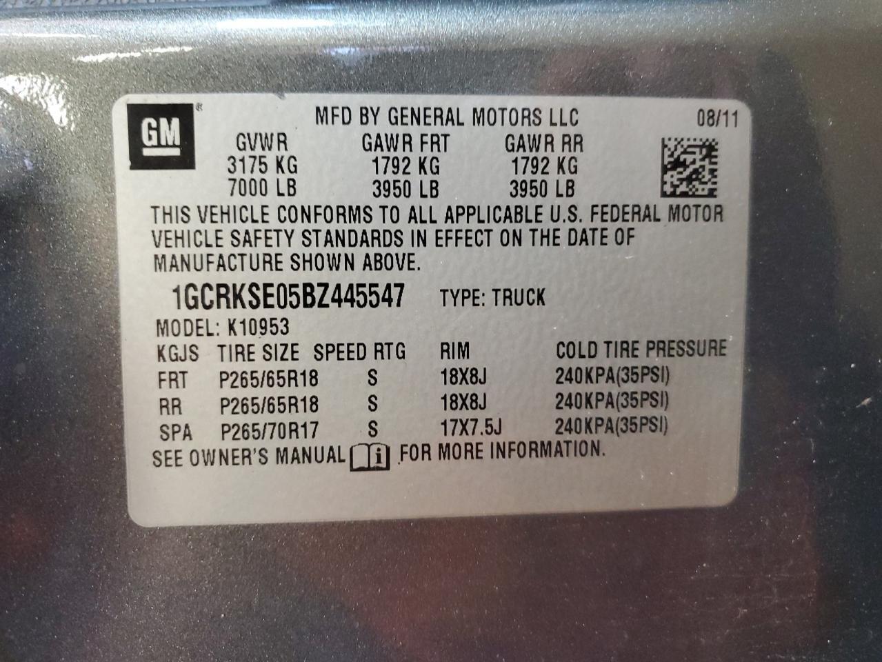 2011 CHEVROLET SILVERADO 1500