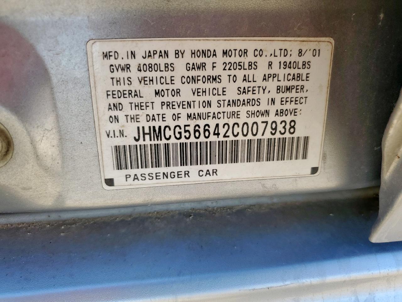 2002 HONDA ACCORD