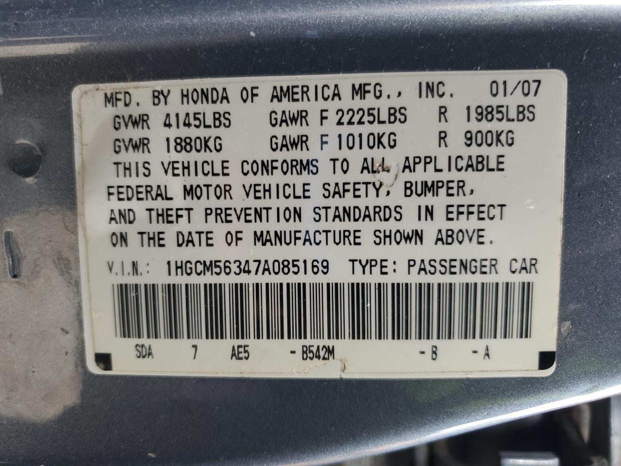 2007 HONDA ACCORD