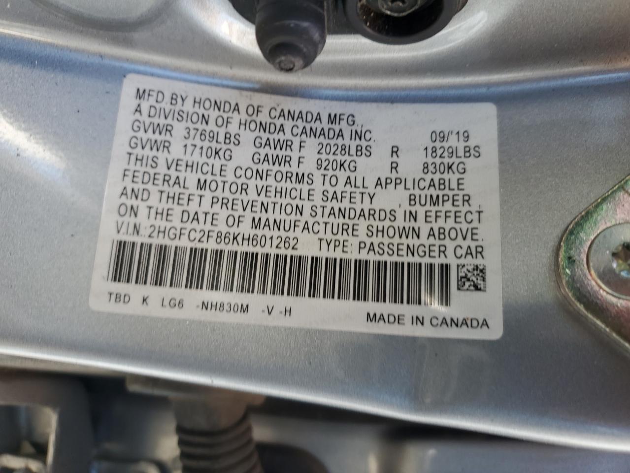 2019 HONDA CIVIC
