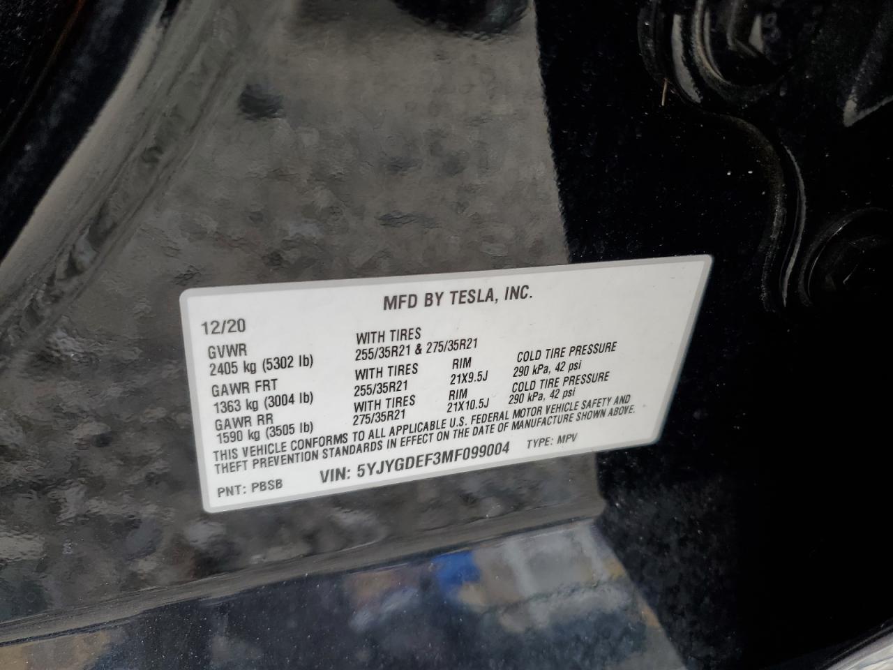 2021 TESLA MODEL Y