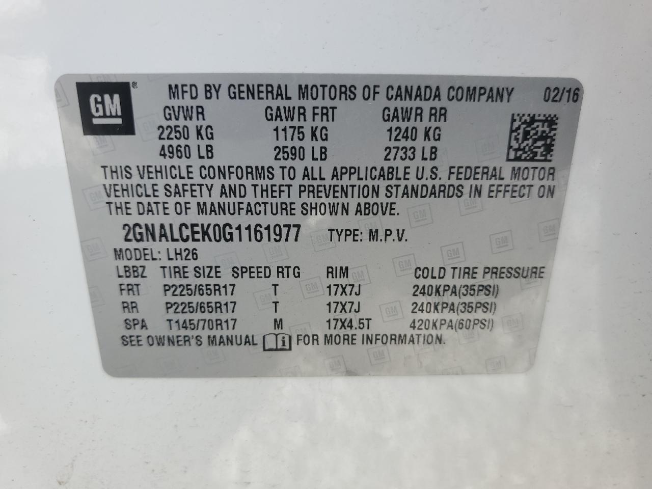 2016 CHEVROLET EQUINOX