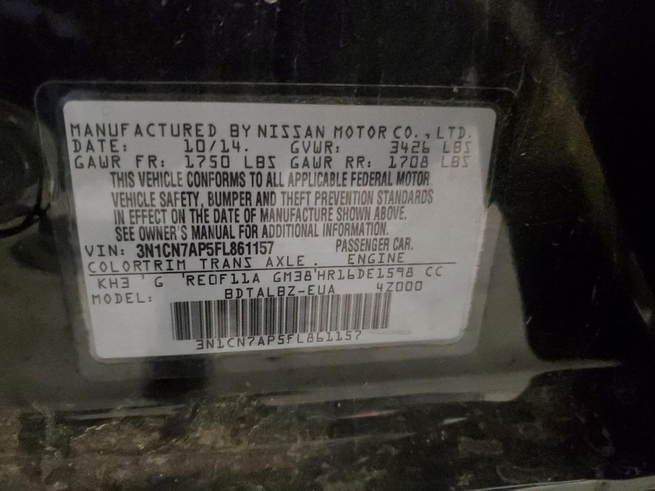 2015 NISSAN VERSA