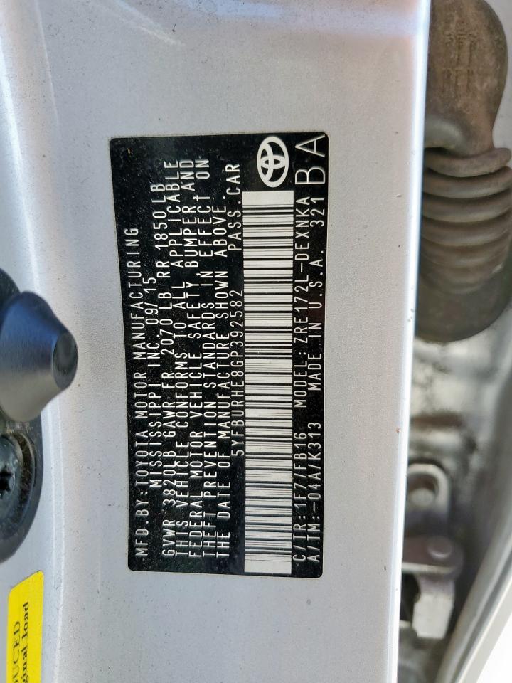 2016 TOYOTA COROLLA