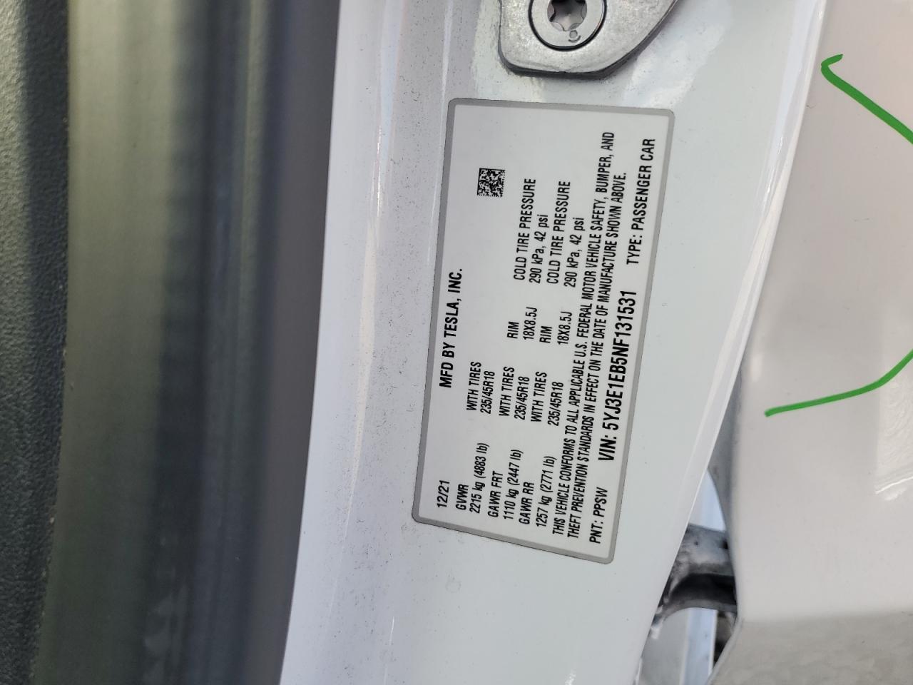 2022 TESLA MODEL 3