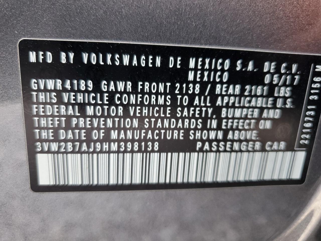 2017 VOLKSWAGEN JETTA